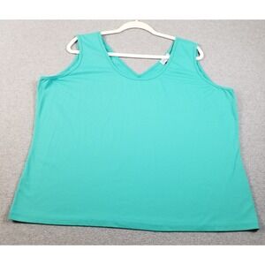 Clear Sky Tank Top Women's 3X Plus Green Sleeveless Scoopneck Stretch Jersey